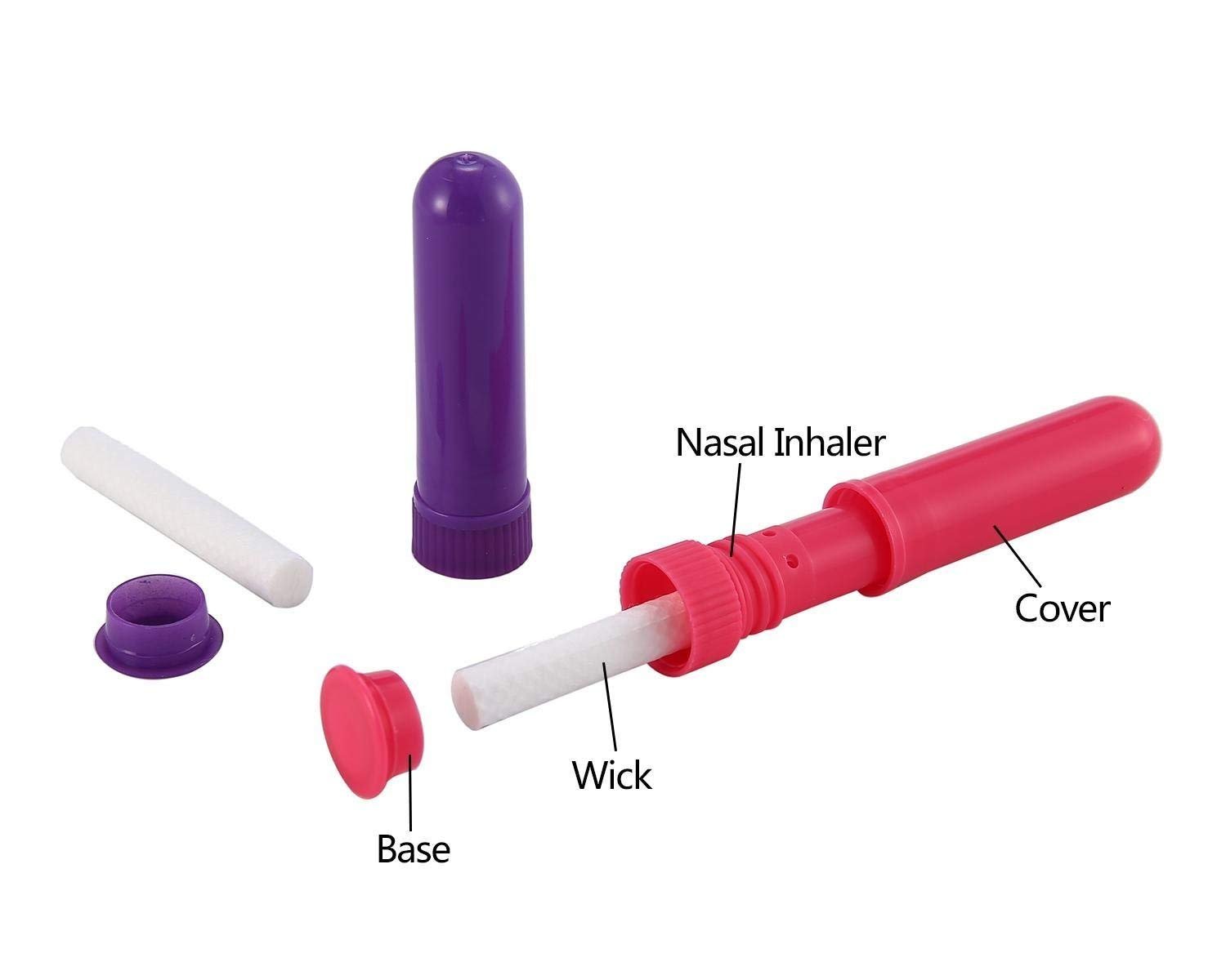 12 Set Essential Oil Inhaler, Refillable Nasal Inhaler Blanks with Unscented Wicks, Assorted Colors