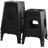 Cand 18.7 Inch High Plastic Stool Chair, 6 Packs Square Stackable Stools | Black