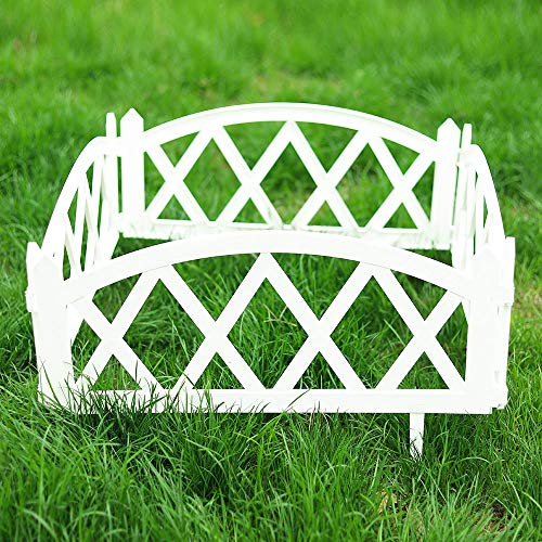 Sungmor Pack of 4 Garden Plastic Rail Fence White Pickets,94.5 Inch