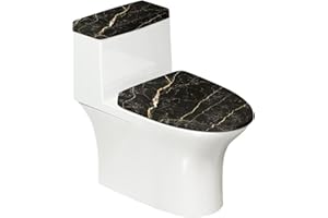 KUIFORTI Black Marble Toilet Lid Cover Set of 2 Piece Tank Cover Replacement Home Bathroom Decor Accessories