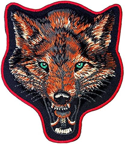 Wolf / Fox Head Brown Embroidered Iron on Patch