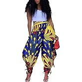 Yeshire Women's Casual African Print Harem Pants Hippie Loose Baggy Yoga Wide Leg Lounge Boho Pants with Pockets