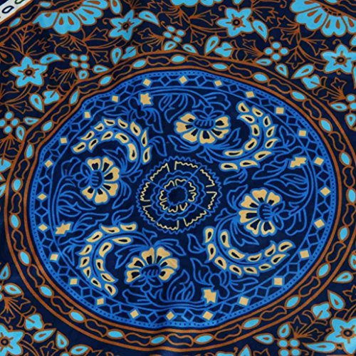 KMG Kimloog Round Pillow Cover, Decorative Mandala Pillow Sham, Indian Bohemian Ottoman Poufs, Outdoor Cushion Cover, Pom Pom (C)