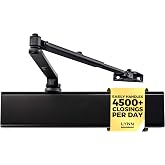 LYNN HARDWARE Heavy Duty Commercial Automatic Door Closer w/- Closing Delay | Contractors Choice, Adjustable Speed &amp; Force, Delayed Action Timer, 3 Mounting Options, 3 Hour Fire Rated (DC8016 Black)