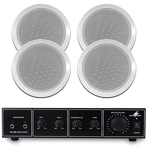 Monacor 4x Bosch Ceiling Speakers 100v Line Amp Cables Buy