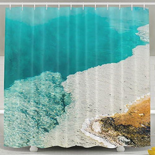 XsWu Steam Rises From A Beautiful Deep Blue Hot Spring Pool At West Thumb Geyser Basin In Yellowstone Shower Curtain Bath Curtain With Hooks 60x72"