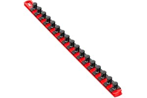 Ernst Manufacturing 18-Inch Socket Organizer with 15 1/2-Inch Twist Lock Clips, Red