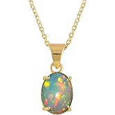 DEVMUKTI Natural Ethiopian Opal Gemstone Pendant Necklace, Handmade Boho Jewelry for Women, Wicca & Reiki Healing Crystals, October Birthstone, Polished Stones, Christmas Gifts, 20inch