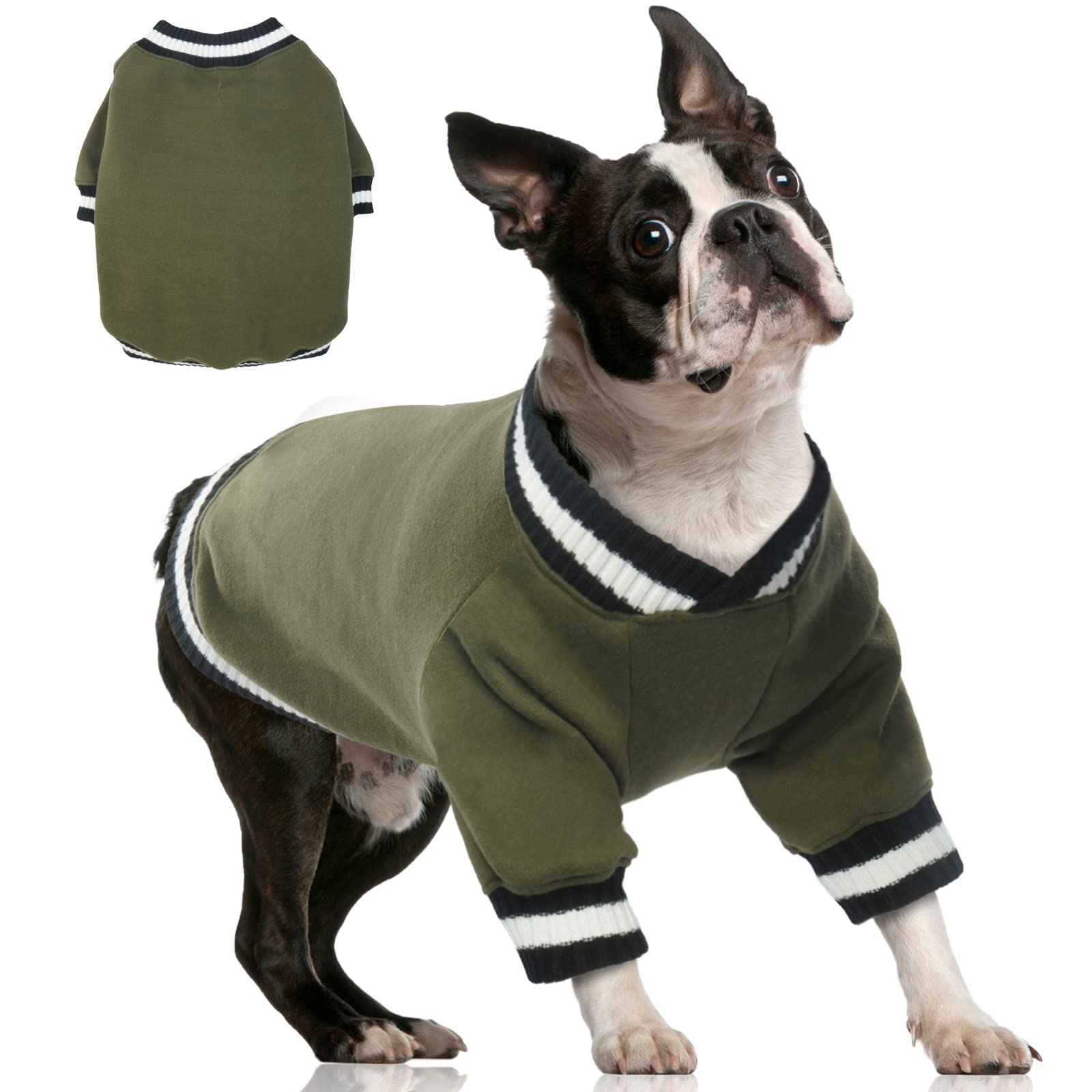 Photo 1 of FUAMEY Dog Pullover Sweatshirt?Dog Winter Sweaters Warm Dog Clothes Dog Vest Thick Puppy Pullover Soft Pet Fleece Sweater Cute Doggie Boy Girl Outfit for Small Medium Dogs Green M