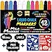 Chalk Markers by MilaMarkers , Pack of 12 + A Chalkboard + Stencils + 16 Labels, Premium Liquid Chalkboard Neon Pens, Including Gold, Silver and Extra White Ink ,6mm Tips