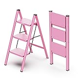 WOA WOA 3 Step Stool, Step Ladder Foldable with