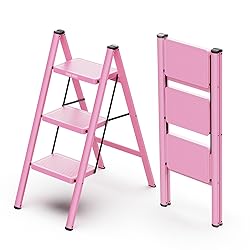 WOA WOA 3 Step Stool, Step Ladder Foldable with