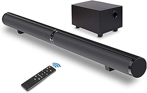 Fityou Sound Bar with Subwoofer for TV, 2.1 Channel Surround Soundbar, 31Inch Wired and Wireless Bluetooth 5.0 Home Theater, Enhanced Bass Adjustment, Optical/RCA/Aux/USB, Wall Mountable