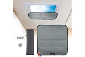 boslla Magnetic RV Skylight Vent Covers, Foldable Camper Window Blackout Shade 16"x16", Privacy Sunroof Window Cover for MaxxAir Fan, Fantastic Fan and RV Bathroom, Gray