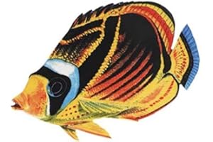 CUSTOM MOSAICS, INC. Raccoon Butterflyfish Porcelain Swimming Pool Mosaic (5" x 3")