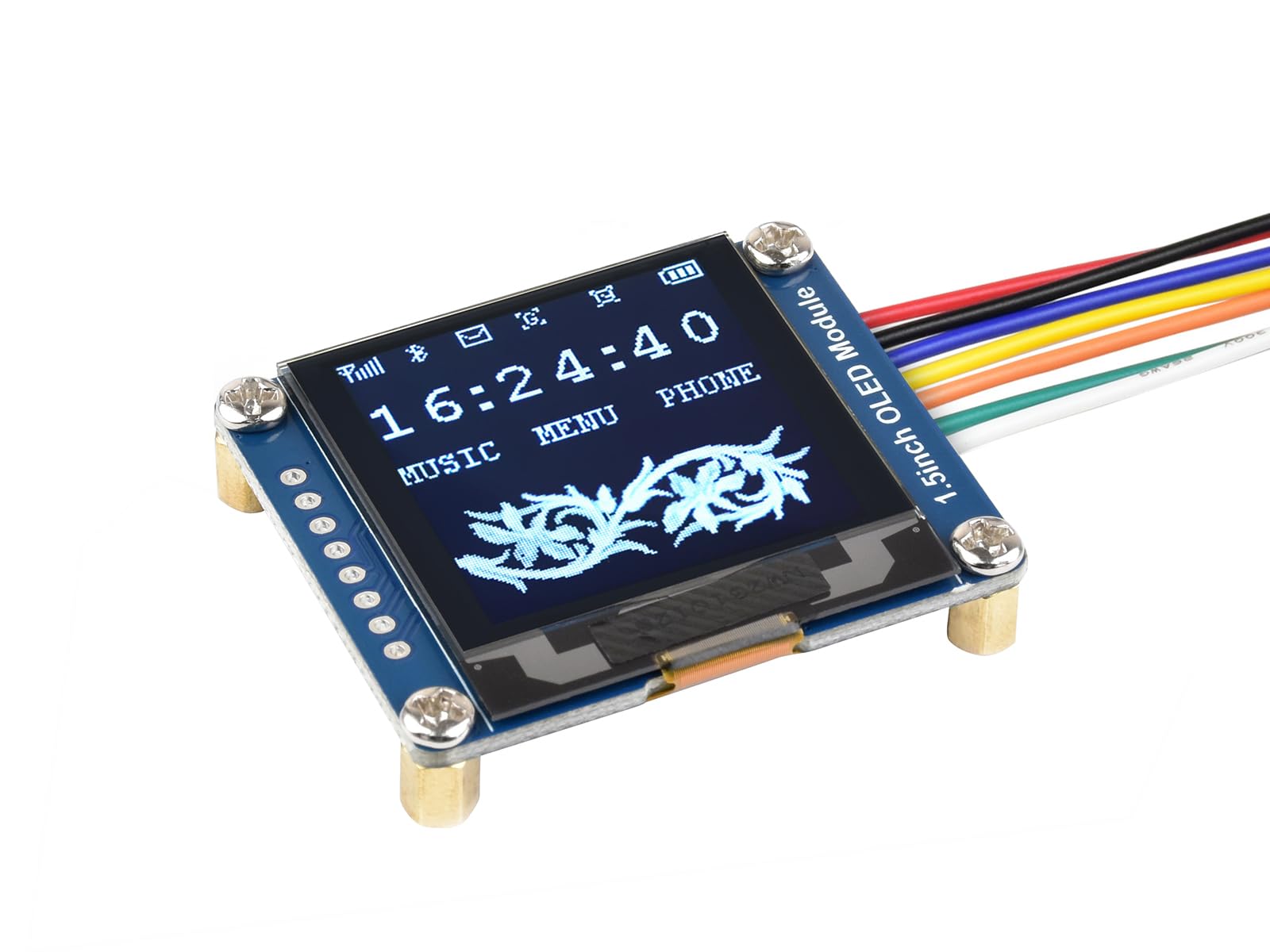 Waveshare 1.5inch OLED Display Module 128x128 Pixels 16-bit Grey Level with Embedded Controller Communicating via SPI or I2C Interface