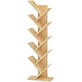 SHEEPAM 10 Tier Tree Book Shelf, Floor Standing Wood Bookshelf for Narrow Space, Storage Organizer Bookshelves for Books/CDs/Magazine, Bookcase with Shelves for Home Office, Living Room - Natural