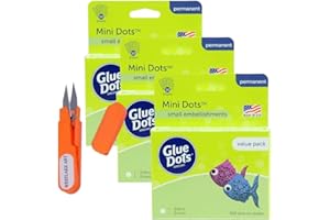 westlake art Adhesive, Clear Mini Double Sided Sticky Dots for Crafts & DIY, 3/16" Diameter, Strong & Precise, Easy Dispense, Instant Bond - Bundle with Westlake Art Embroidery Scissors [Pack of 3]