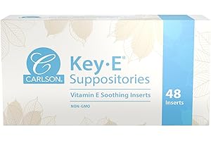 Carlson - Key-E Suppositories, 30 IU (20 mg) Vitamin E Suppository, Moisturizes & Nourishes, for Women and Men, 48 Count