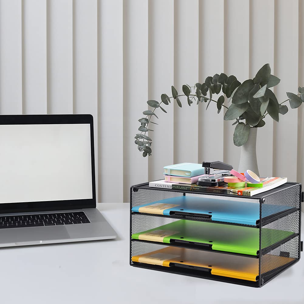 Mua 3 Tier Mesh Desk Paper Tray Organizer, File Organization for Letter ...