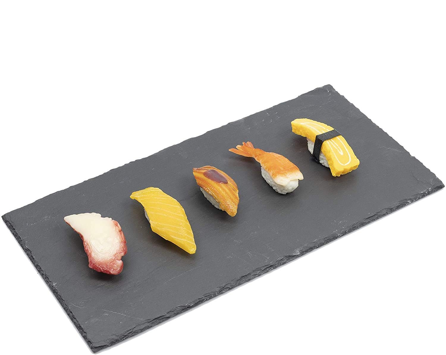 Y-Nut 4 Pcs Sushi Plates Set, 30 x 20 cm (11.8 x 7.8 in) Slate Flat Rectangular Sushi Serving Tray Plates, Stone Rock Style Cheese Board Platter
