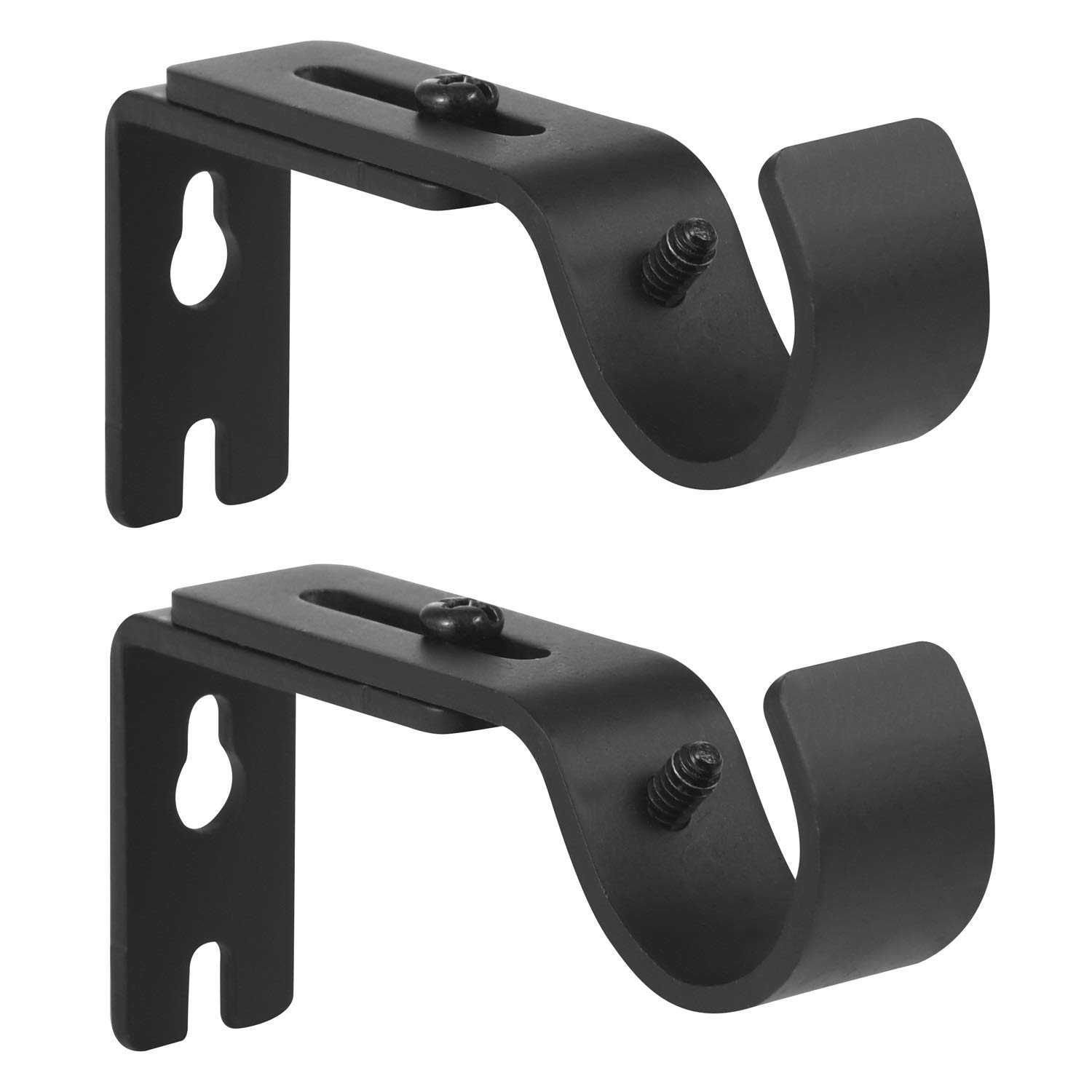 Photo 1 of Anndason Heavy Duty Adjustable Curtain Rod Brackets Holders - 1 Inch Rod, Black Color, (Set of 2)