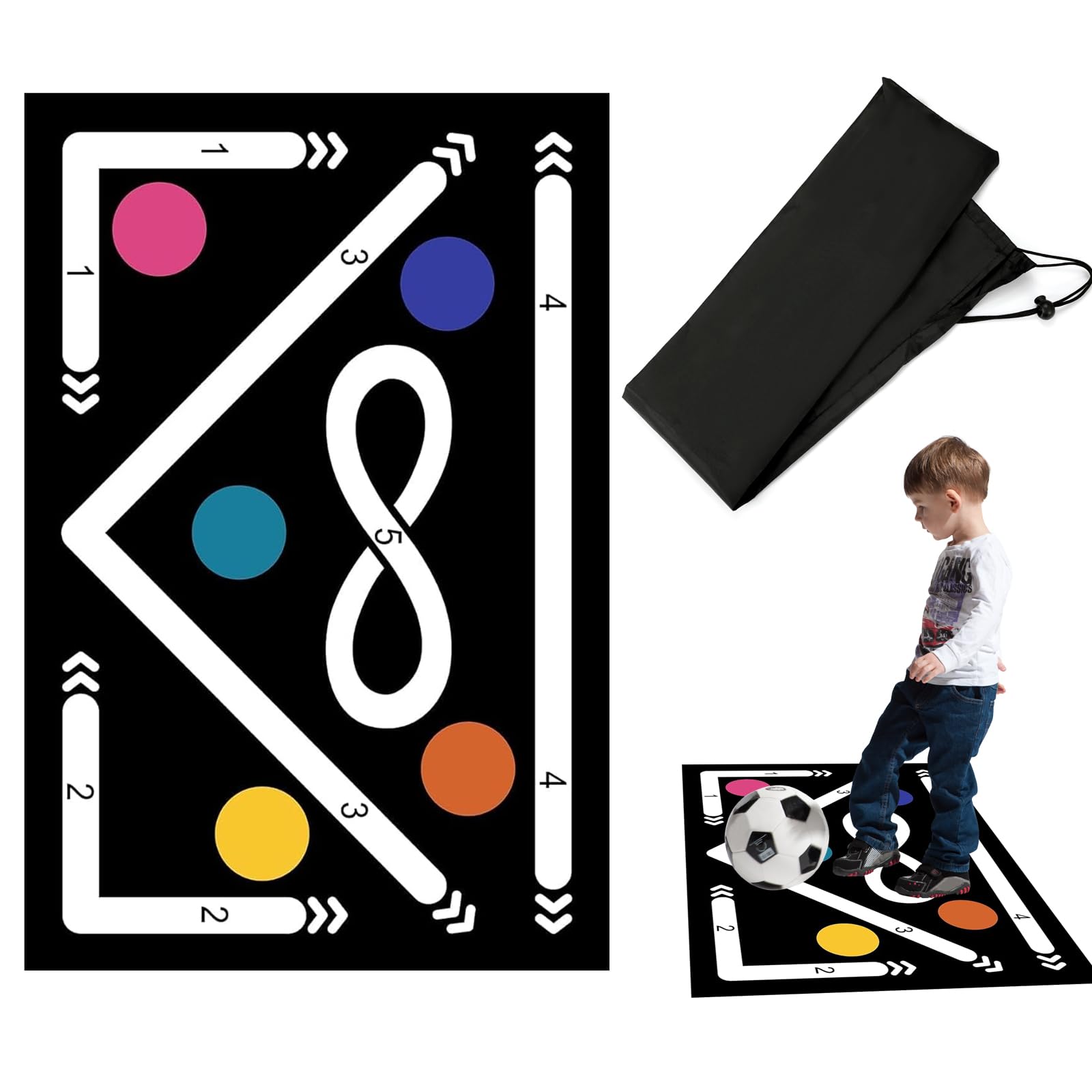 Silent Anti-Slip Football Skills Mat - 60x90cm Soccer Training Mat for Kids, With Storage Bag