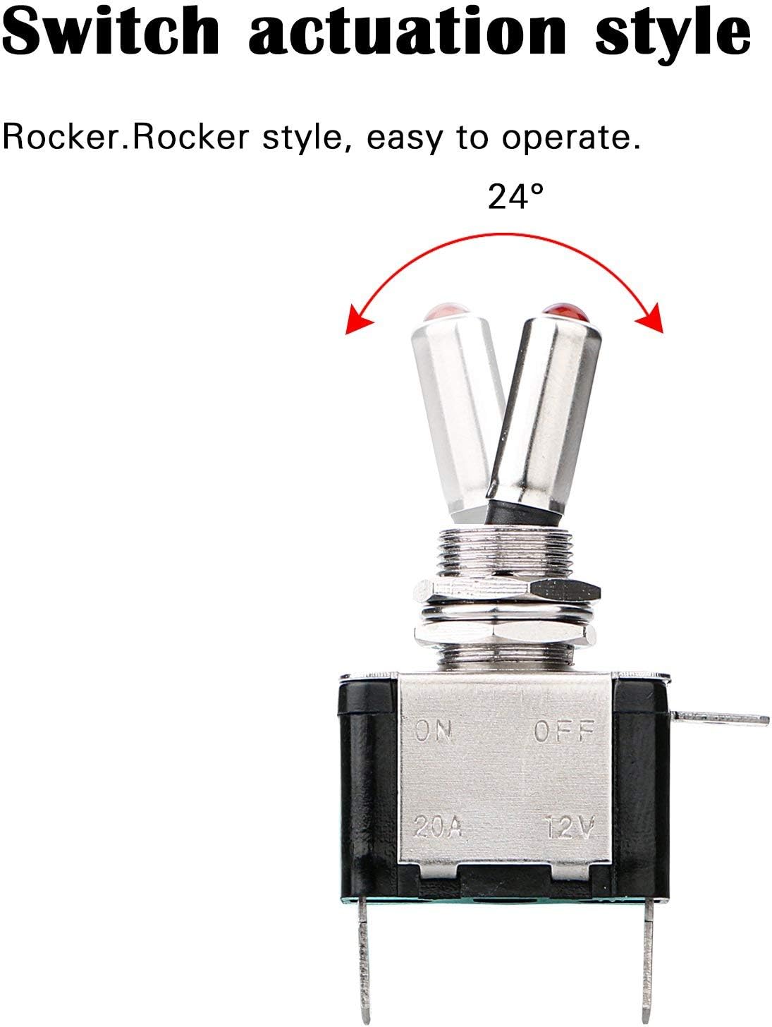5pcs SPST LED Lighted Rocker Toggle Switch Linkstyle Marine Toggle Switch, On-Off LED Toggle Switch 12V 20A for Car RV Vehicles Truck Boat: Automotive