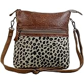 Myra Bag Hairon Leopard Print Bag for Women - Leopard Print Purses for Women with Real Cowhide, Hair On Animal Pattern Purse