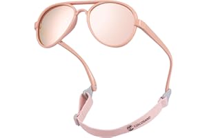COCOSAND Baby Boys Girls Aviator Sunglasses with Strap Polarized Flexible Retro Pilot for Infants Toddler Age 0-24 Months