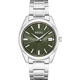 SEIKO SUR527 Quartz Watch for Men - Essentials Collection - Green Dial with Date Calendar, Stainless Steel - 100M Water Resistant