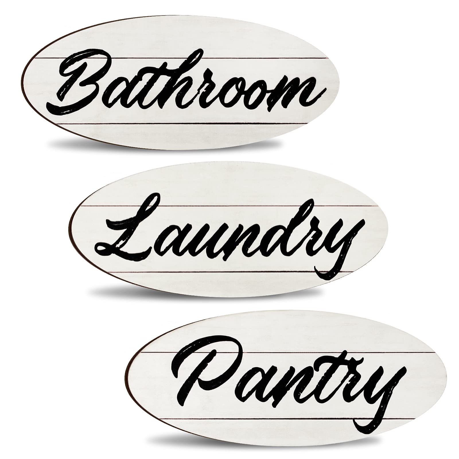 Photo 1 of **Only one the Pantry** Yookeer 3 Pcs Bathroom Signs Farmhouse Wood Decor Laundry Pantry Wooden Signs Rustic Hanging Art Printed Decor for Home Washroom Restroom Wall Decoration