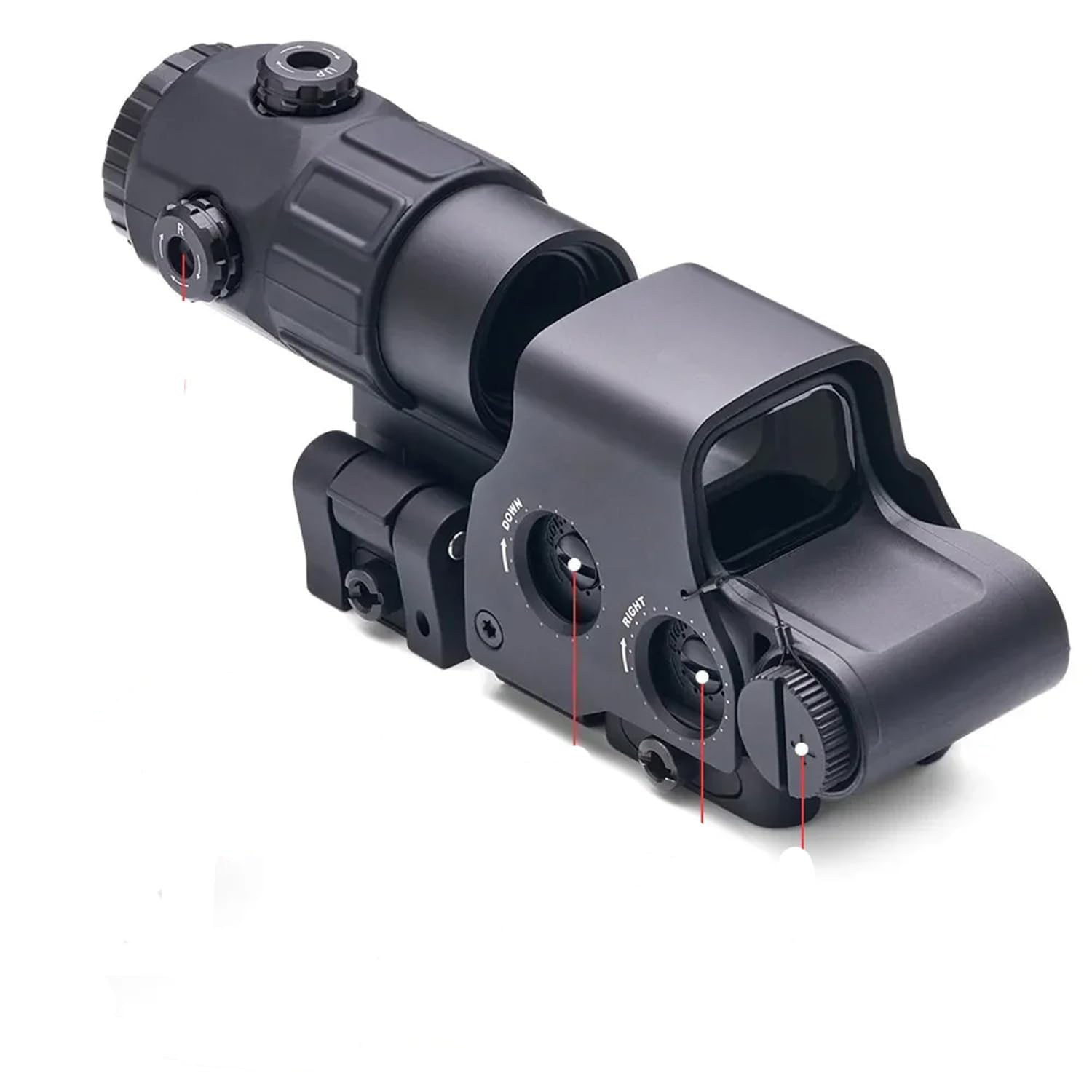 Photo 1 of 558+G45 5X Magnifier Holographic Sight,Holographic Collimator Sight Red Dot Optic Sight for Enhanced Accuracy and Targeting,20mm Rail Mounts&Quick Detach Lever-New