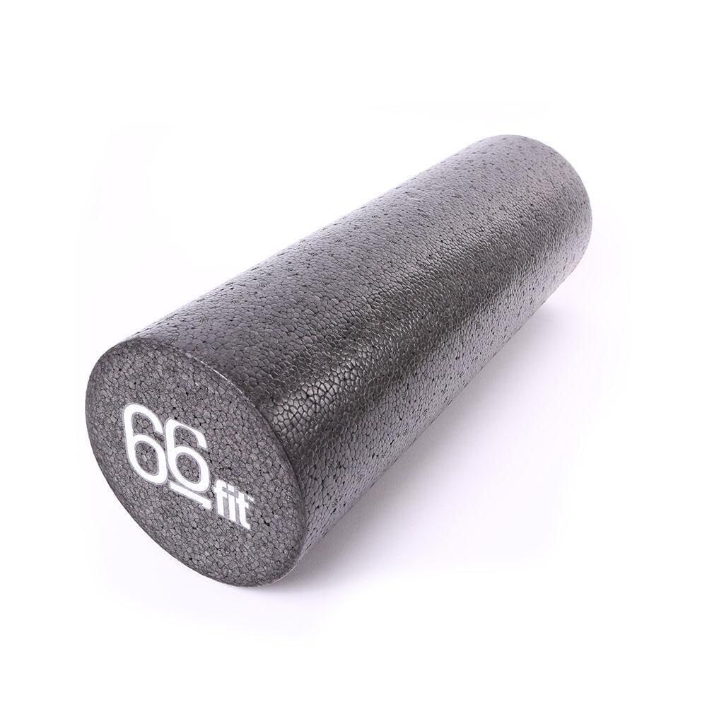 66fit Black Foam Roller 15x45cm - Firm Physio Pilates Yoga Trigger Point Massage Therapy