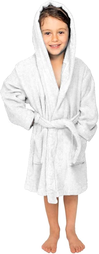 Kids Dressing Gown Hooded Towelling Robe 100% Cotton Terry Towel Girls ...