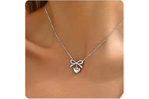 JotCa Gold Necklace for Women 18K Gold Plated Dainty Bow with Pearl Pendant Necklace Tiny CZ Bow Herringbone Chain Necklace Trendy Necklaces Gold Jewelry