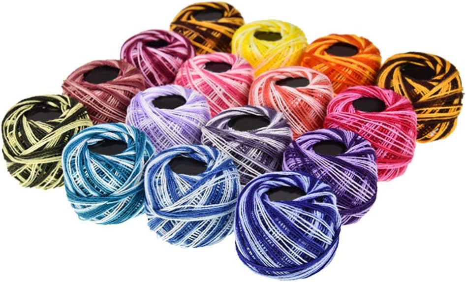 Healilly 16 Roll Embroidery Thread Set Cross Stitch Embroidery Wool Cotton Line Craft Supplies for Home Gift Making (Mixed Color)