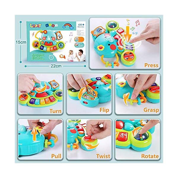 Baby Musical Elephant Toys, Toddlers Piano Keyboard Toy with Lights & Sound Music Activity Center Educational Learning…
