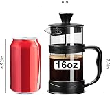 ParaCity French Press Coffee Maker 17OZ 500ml 304 Stainless Steel Filter Black view 3