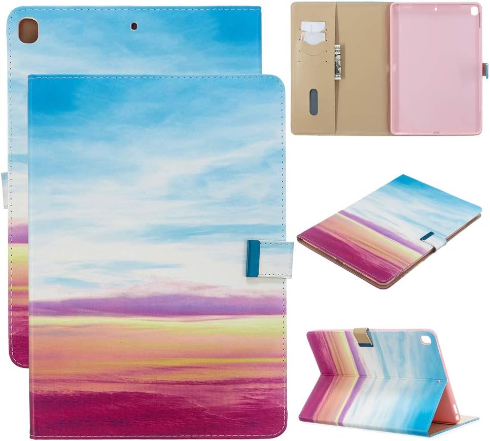 XFDSFDL® Protective Cover for Apple iPad Pro (10.5 Inch) PU Leather Flip Case Rainbow Pattern with Built Stand Magnetic Closure Holster Card Slot Wallet Device Shell, 02