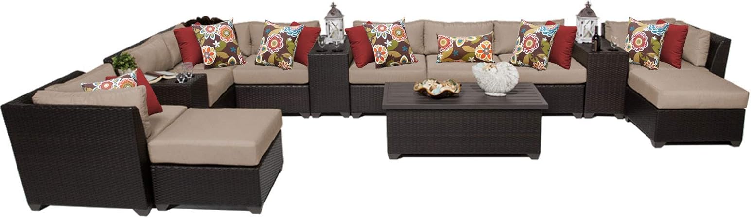 Amazon Com Tk Classics 14 Piece Barbados Outdoor Wicker Patio