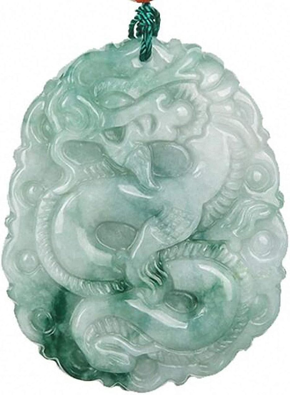 Natural A Jadeite Jade Carved Feng Shui Zodiac Dragon Pendant Amulet