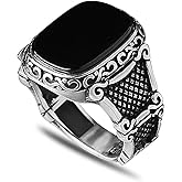 KsrModa 925 Sterling Silver Genuine Black Onyx Stone Mens Silver Ring Silver Signet Ring for Men Handmade Silver Men Rings Sterling Silver Pinky Ring Gift for Men Gift for Dad