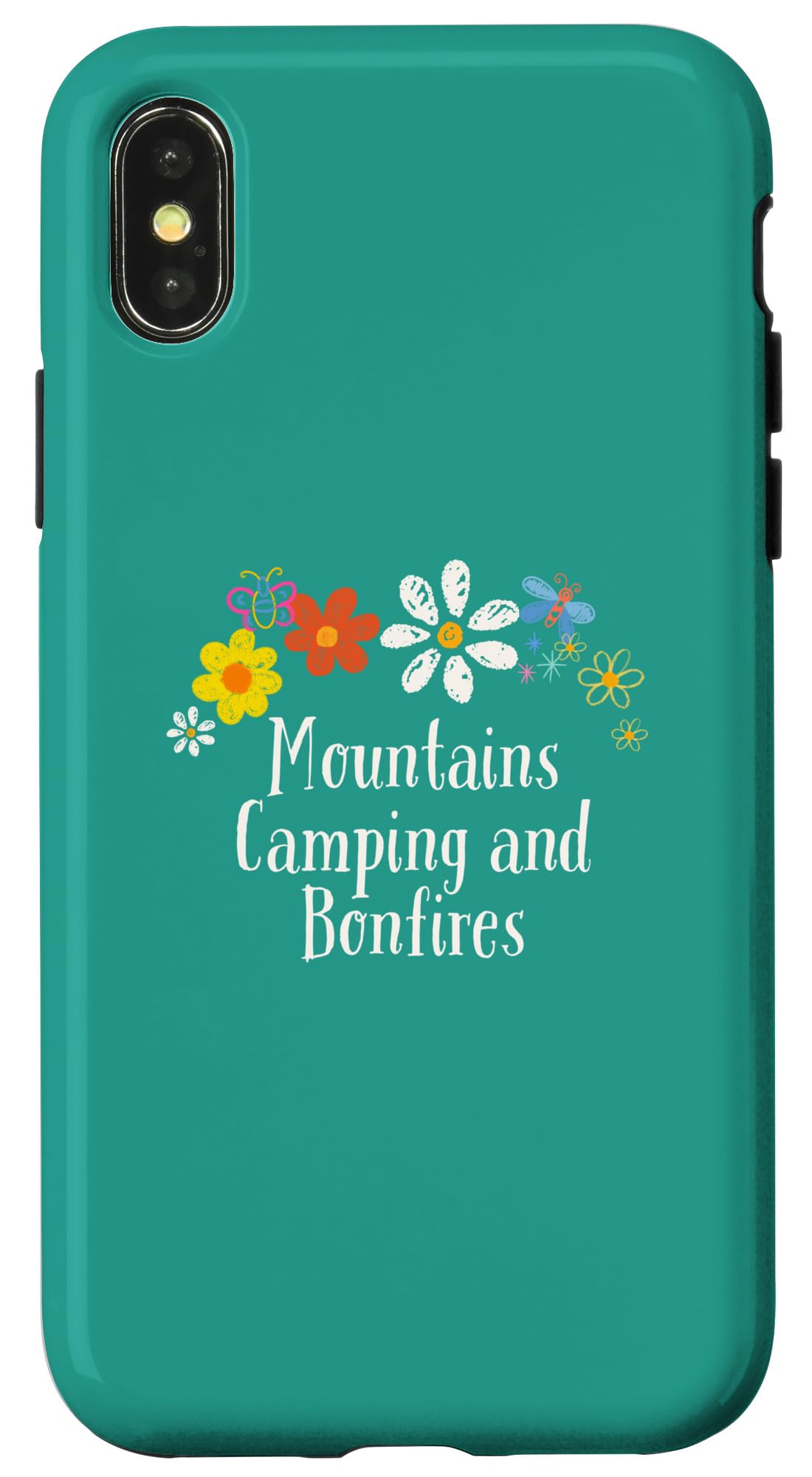 iPhone X/XS Funny Flowers Graphic Mountains Camping and Bonfires Saying Case