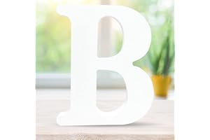 CUXFLS 6 Inch 3D White Wooden Letters, Unfinished Wood Alphabet for Letter Board - Wall Decor - DIY - Painted - Educational - Home Wall Decoration (Letter B)