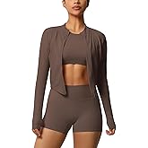 Workout Sets for Women 3 Piece Long Sleeve Zip Up Jacket, Shorts Crop Top, High Waisted Yoga Shorts Gym Athletic Sets
