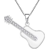 STARCHENIE Guitar Pendant Necklace for Women 925 Sterling Silver Jewelry Music Band Player Lover Gift