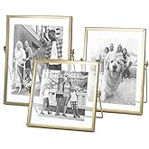 AceList Set of 3 Glass Photo Frame Collection Simple Metal Geometric Picture Frame with Glass Cover Includes 4"" x 4"", 4"" x 6"", 5"" x 7""