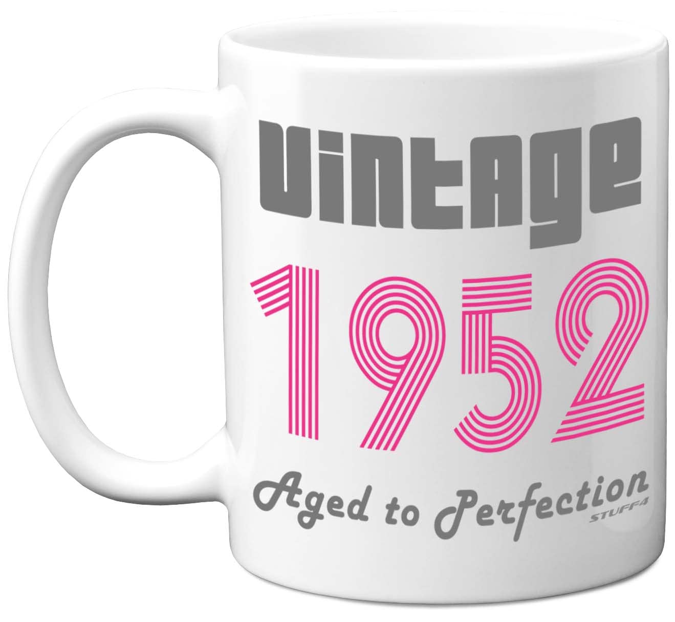 Stuff4 71st Birthday Gifts for Women and Men - 1952 Pink Vintage Coffee Mug, 11oz Ceramic Dishwasher Safe Premium Mugs, Best Friend Mug for Birthday Christmas, Funny 71st Birthday Gifts for Her Him
