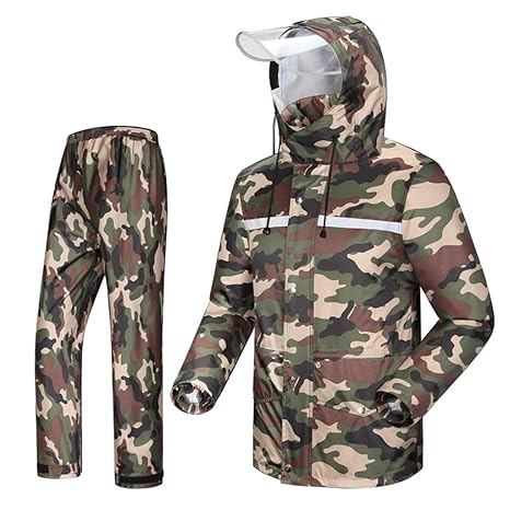 LAXF-Regenbekleidung Regenanzug (Regenjacke und Regenhosen Set) Erwachsene Regenproof Windproof Hooded Outdoor Arbeit Motorra